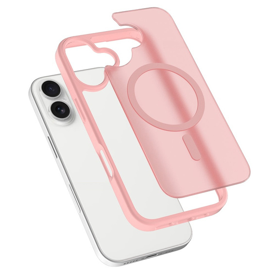 Matné puzdro pre iPhone 17, pre MagSafe, priesvitné ružové