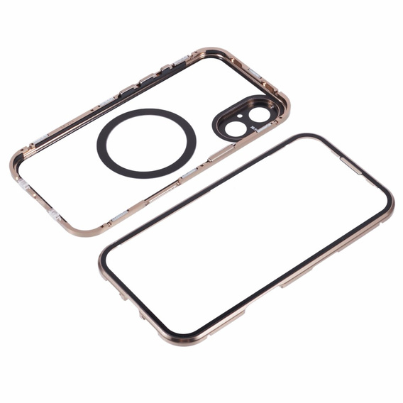 Magnetické puzdro Dual Glass MagSafe pre iPhone 16, zlaté