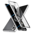 Magnetické puzdro Dual Glass MagSafe pre Samsung Galaxy S24, strieborné