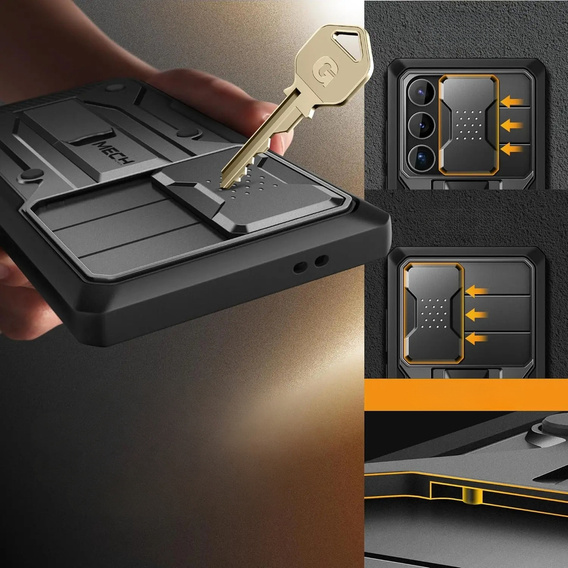 Odolné puzdro pre Samsung Galaxy S25 Ultra – Tongate MECH Series Clip, čierne