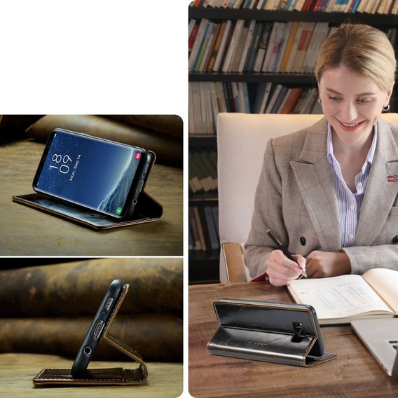 CASEME flipové puzdro pre Samsung Galaxy S8+ Plus, Waxy Textured, káva