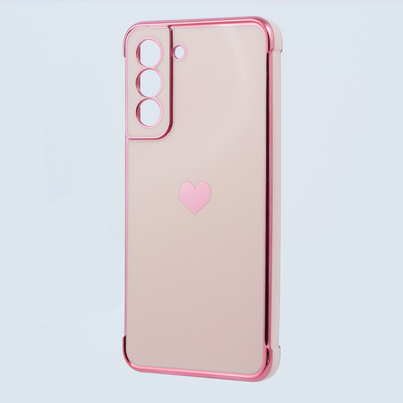 Obal na mobil pre Samsung Galaxy S21 FE, Electro heart, ružové rose gold