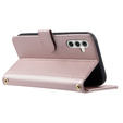 Puzdro s chlopňou pre Samsung Galaxy S25 FE, Rhombus Crossbody Leather, ružové rose gold