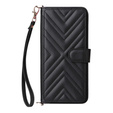 Puzdro s chlopňou pre Oppo Reno 13 Pro 5G, Crossbody Leather Wallet, čierne