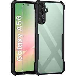 Puzdro pre Samsung Galaxy A56, AntiDrop Hybrid, čierne + tvrdené sklo 9H