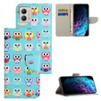 Klapkové puzdro pre Motorola Moto G73 5G, Wallet, owls, modré