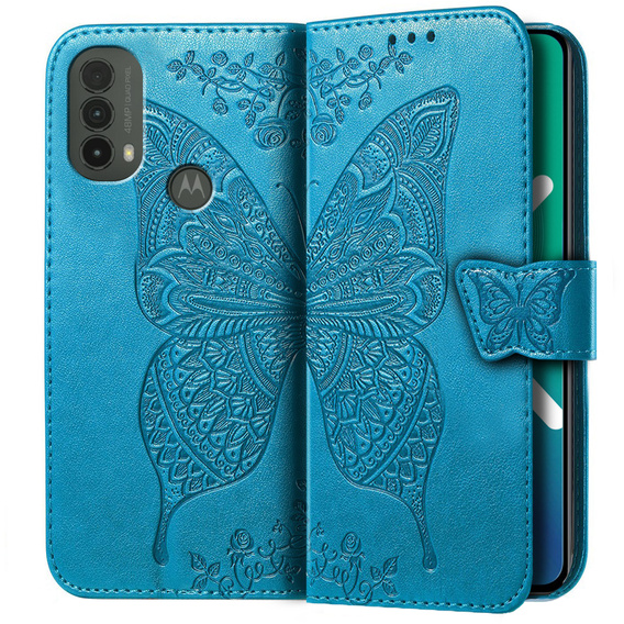 Klapkové puzdro pre Motorola Moto E40/E30/E20, Butterfly, modré