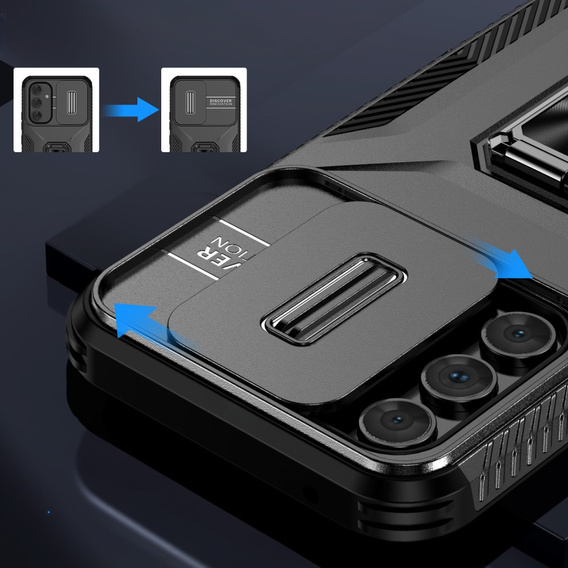 Pancierované puzdro pre Samsung Galaxy A54 5G, pancierovaný Slide Ring, čierne