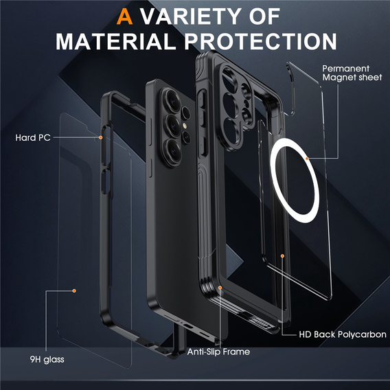 Odolné puzdro so sklom, pre MagSafe pre Samsung Galaxy S26 Ultra