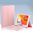 Puzdro + klávesnica iPad 10.2 7/8/9 gen 2019/2020/2021, Keyboard Cover Pen Slot, ružové rose gold
