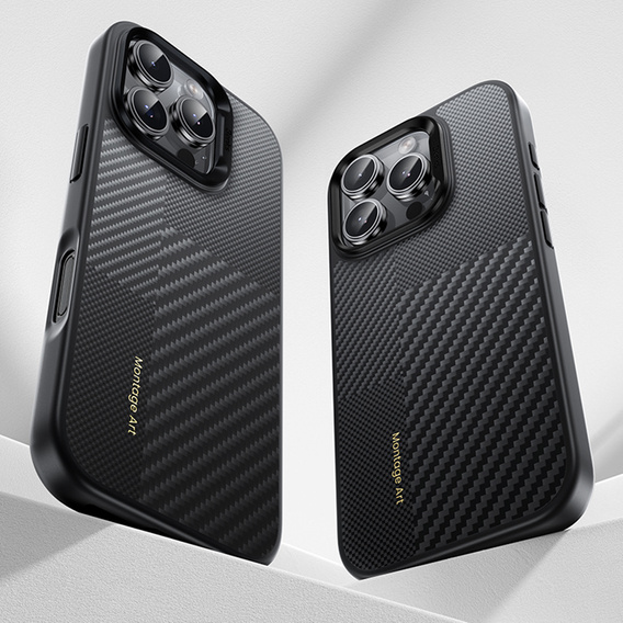 Puzdro BENKS Kevlar pre iPhone 16 Pro, pre MagSafe, Carbon Fiber, čierne