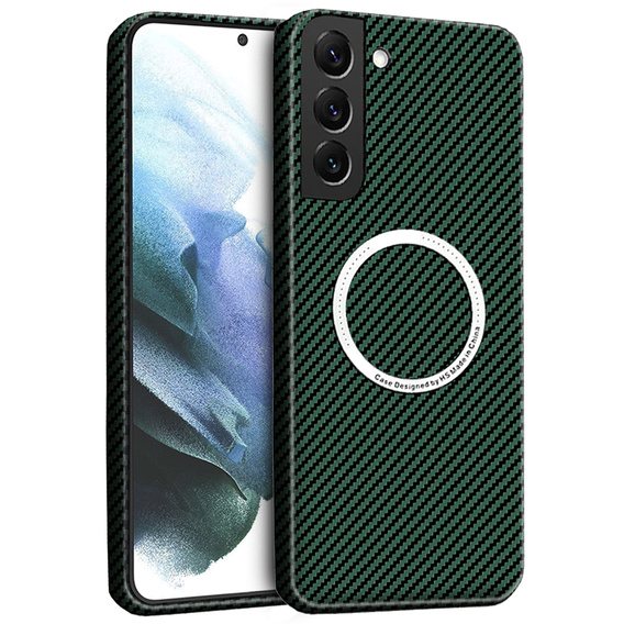 Obal na mobil pre Samsung Galaxy S22 Plus, Magsafe Slim Carbon, zelený