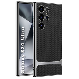 Puzdro pre Samsung Galaxy S24 Ultra, GKK Woven Leather, čierne