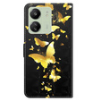 Klapkové puzdro pre Xiaomi Redmi 13C / Poco C65, Wallet, Butterflies zlaté