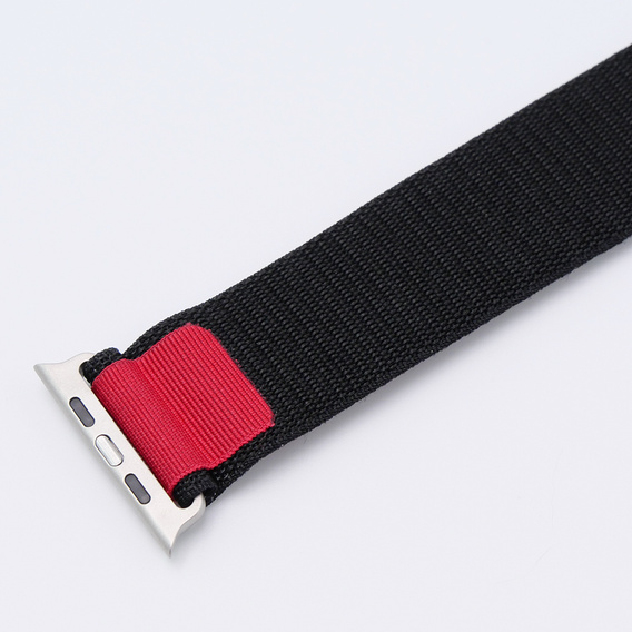 Nylonový remienok pre Apple Watch 1/2/3/4/5/6/7/8/SE/ULTRA 42/44/45/49 mm, čierny / červený