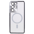 Magnetické puzdro Dual Glass MagSafe pre Samsung Galaxy S21 Ultra, strieborné