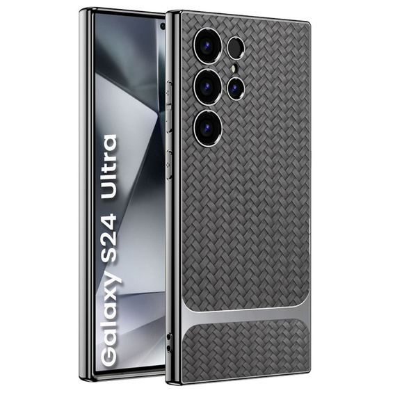 Puzdro pre Samsung Galaxy S24 Ultra, GKK Woven Leather, sivé