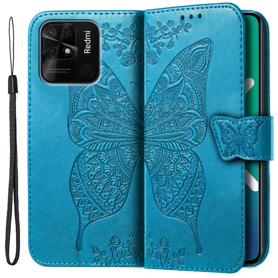 Klapkové puzdro pre Xiaomi Redmi 10C, Butterfly, modré