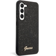 GUESS Obal na mobil pre Galaxy S24+ Plus, Glitter Script Hardcase, čierne