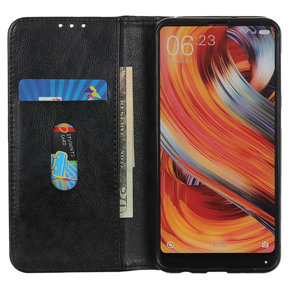 Obal na mobil pre Samsung Galaxy A26, Wallet Litchi Leather, čierne