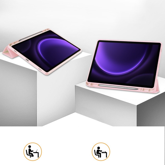 Puzdro pre Samsung Galaxy Tab S10 Lite / S10 FE / S9 FE, Smartcase s priestorom pre stylus, ružové