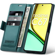 Puzdro pre Realme C67 4G, ERBORD Glossy Litchi, flipová peňaženka, zelený