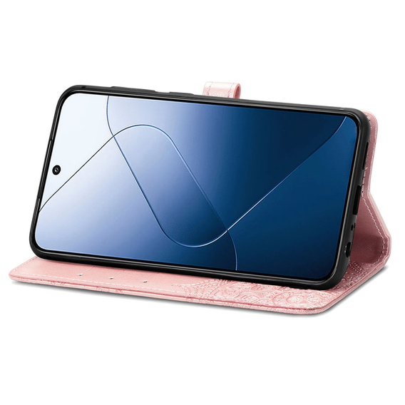 Klapkové puzdro pre Xiaomi 14T Pro, Mandala, ružové rose gold