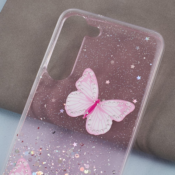 Puzdro pre Samsung Galaxy S24, Glitter Butterfly, ružové