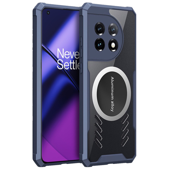 Puzdro pre OnePlus 11 5G, s magnetickým štítkom, transparentné / tmavomodré