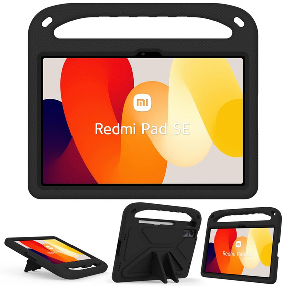 Detské puzdro pre Xiaomi Redmi Pad SE 11", detské puzdro s rukoväťou, čierne