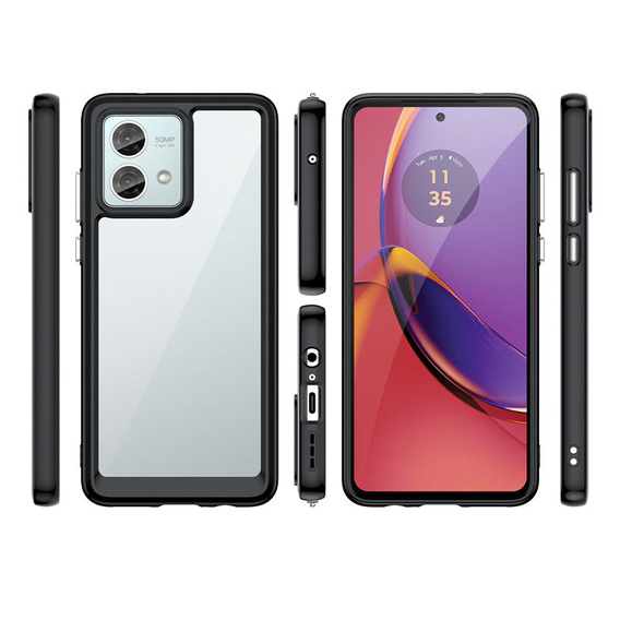 Obal na mobil pre Motorola Moto G84 5G, Fusion Hybrid, transparentné / čierne