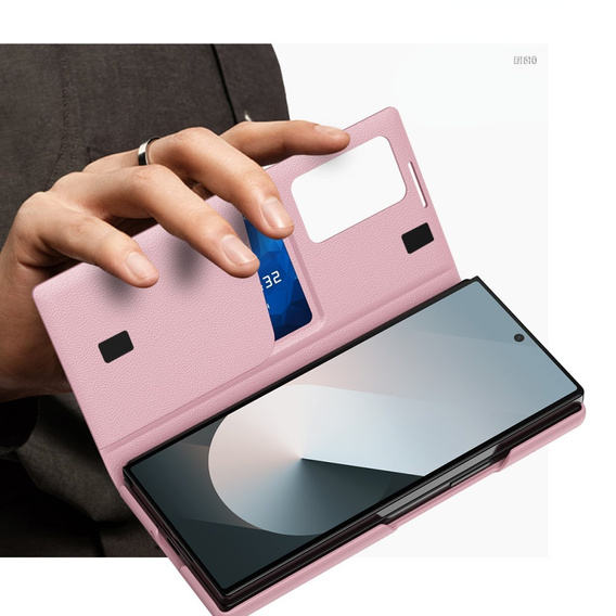 Flipové puzdro pre Samsung Z Fold5 5G, Smart View Wallet, ružové