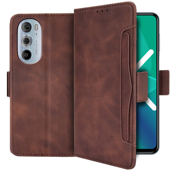 Klapkové puzdro pre Motorola Edge 30 Pro, Card Slot, hnedé