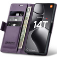 Puzdro pre Xiaomi 14T, ERBORD Glossy Litchi, flipová peňaženka, fialové