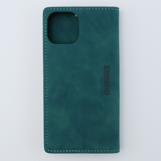 Puzdro pre iPhone 15, ERBORD Vintage, peňaženka s chlopňou, modré