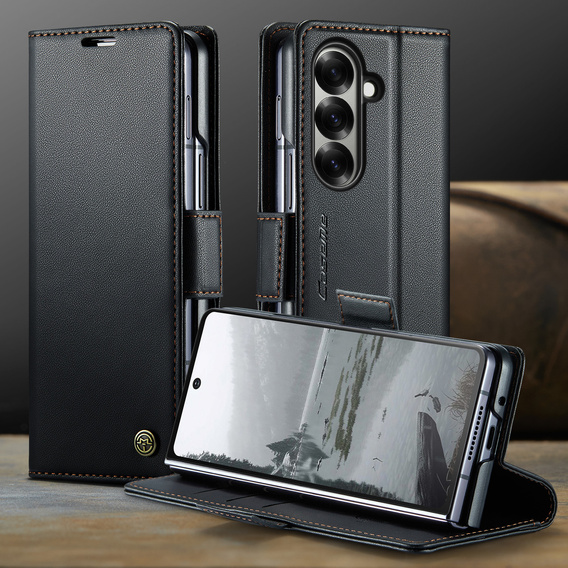 CASEME Litchi Wallet flipové puzdro pre Samsung Galaxy Z Fold7 5G