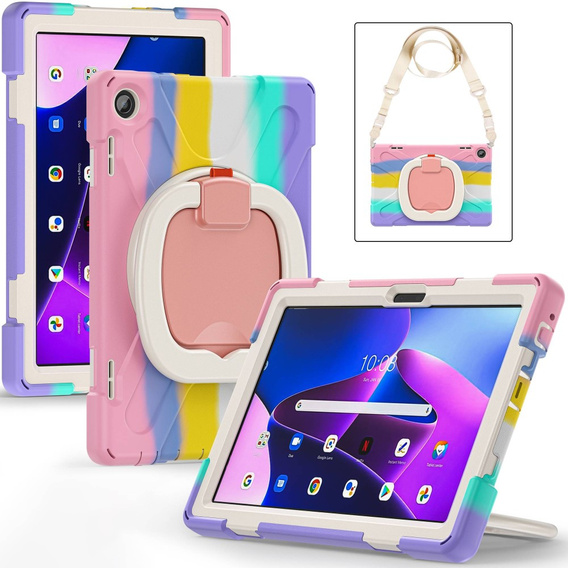 Detské puzdro pre Lenovo Tab M10 10.1 Gen 3, pancierované s popruhom, viacfarebné