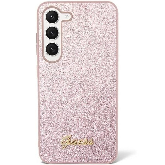 GUESS Obal na mobil pre Samsung Galaxy S24+ Plus, Glitter Script Hardcase, ružové