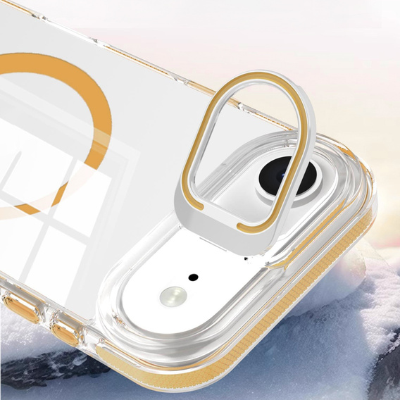 Puzdro pre iPhone Air, pre MagSafe, so stojanom, priehľadné so zlatými vložkami