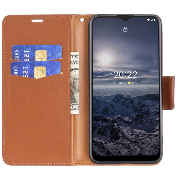 Klapkové puzdro pre Nokia G11 / G21, Litchi Wallet Case, hnedé