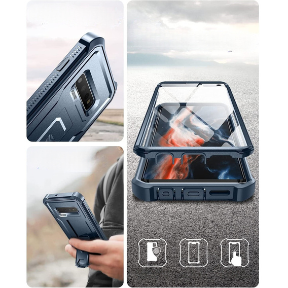 Obrnené puzdro pre Samsung Galaxy S10, Dexnor Full Body, modré