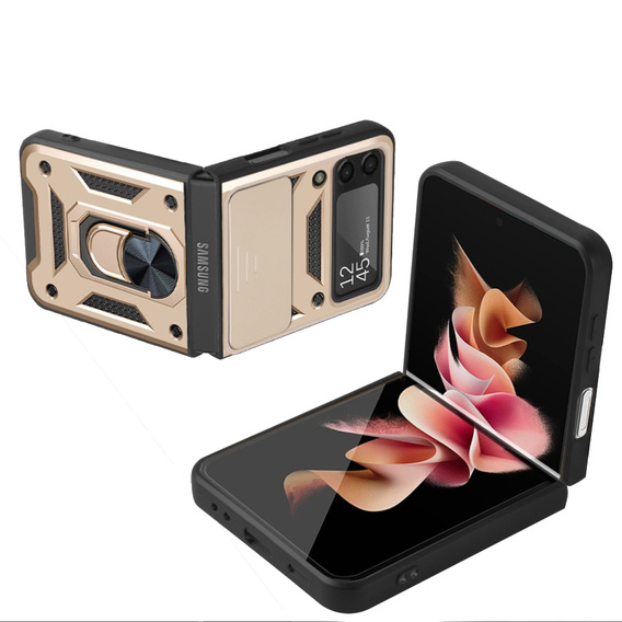 Obal na mobil pre Samsung Galaxy Z Flip3 5G, CamShield Slide, zlaté
