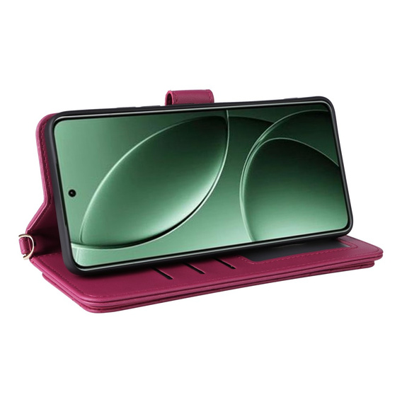 Puzdro s chlopňou pre Xiaomi Poco F7 Pro / F7 Ultra, Crossbody Leather Wallet, bordové