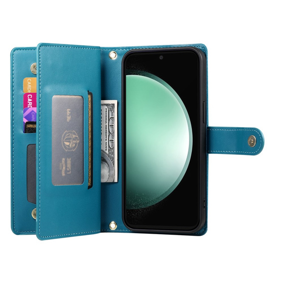Klapkové puzdro pre Samsung Galaxy S25 Edge, Wallet Zipper Pocket, modré