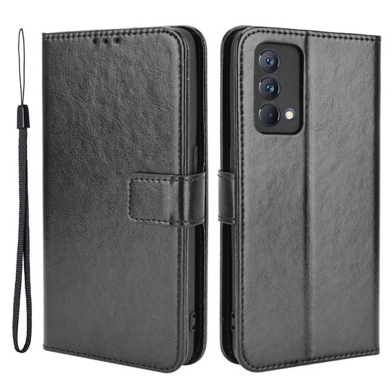 Klapkové puzdro pre Realme GT Master, Crazy Horse Wallet, čierne