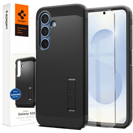 Puzdro Spigen pre Samsung Galaxy S25, Tough Armor Mag MagSafe, čierne + tvrdené sklo 9H