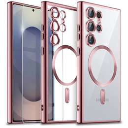 Puzdro pre Samsung Galaxy S25 Ultra, Electro MagSafe, ružové rose gold + sklo na displej