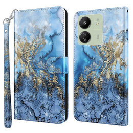 Klapkové puzdro pre Xiaomi Redmi 13C / Poco C65, Wallet, Marble modré