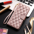 Puzdro s chlopňou pre Samsung Galaxy A16, Rhombus Crossbody Leather, ružové rose gold