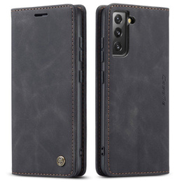 CASEME puzdro pre Samsung Galaxy S22+ Plus 5G, Leather Wallet Case, čierne